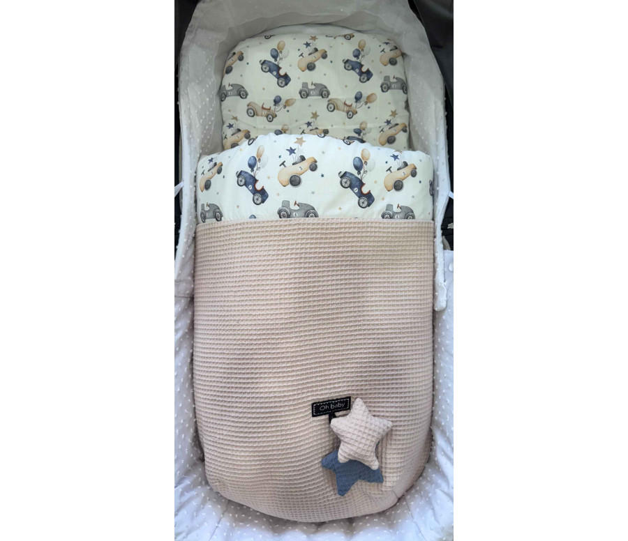 Saco para capazo primavera/verano Rosy Fuentes Coches Beige