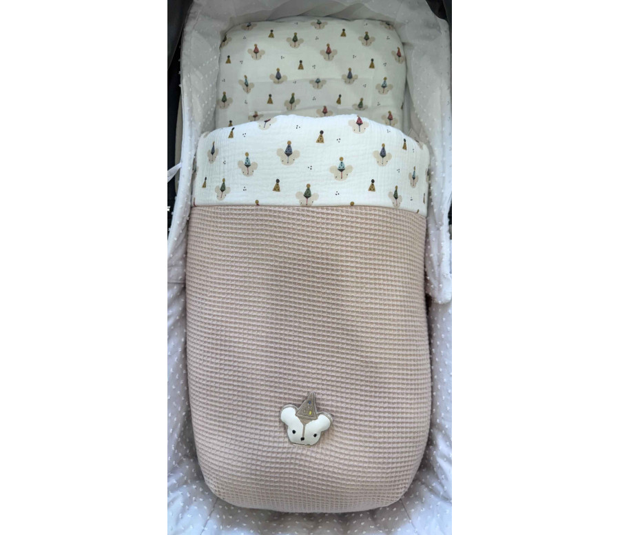 Saco para capazo primavera/verano Rosy Fuentes Ositos Beige